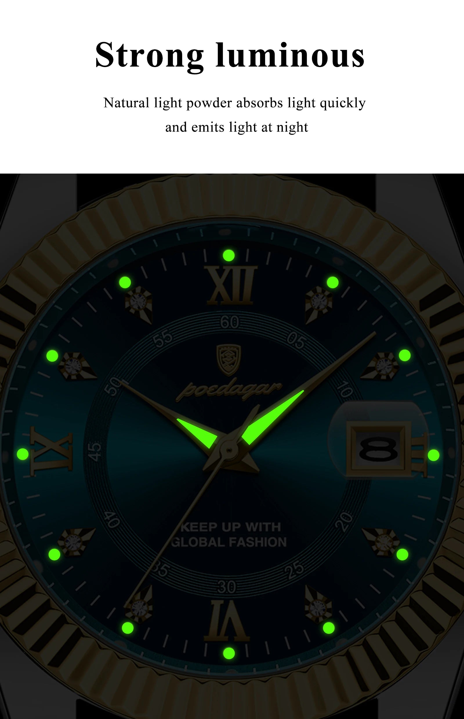 Relógio Poedagar luxo esporte à prova água luminosa quartzo aço inoxidável