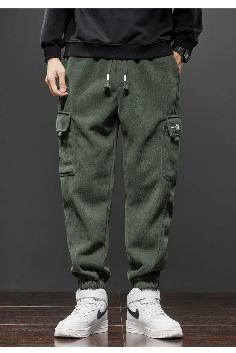 Calça Jogger casual de cintura elástica masculina, harém, correndo, longa, elástica, novo estilo, primavera, outono, com cordão reto