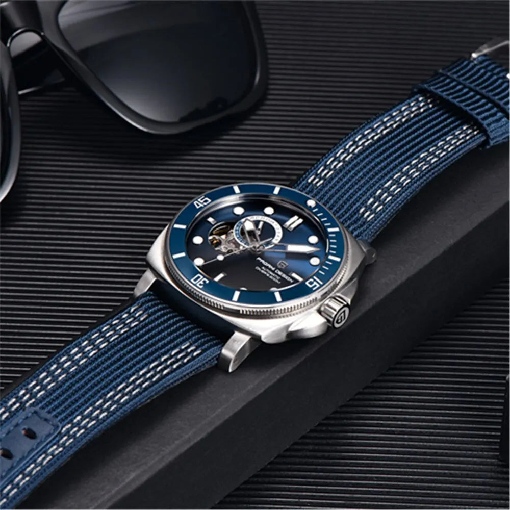 Relógio Pagani moda safira 200m à prova água automático timecode