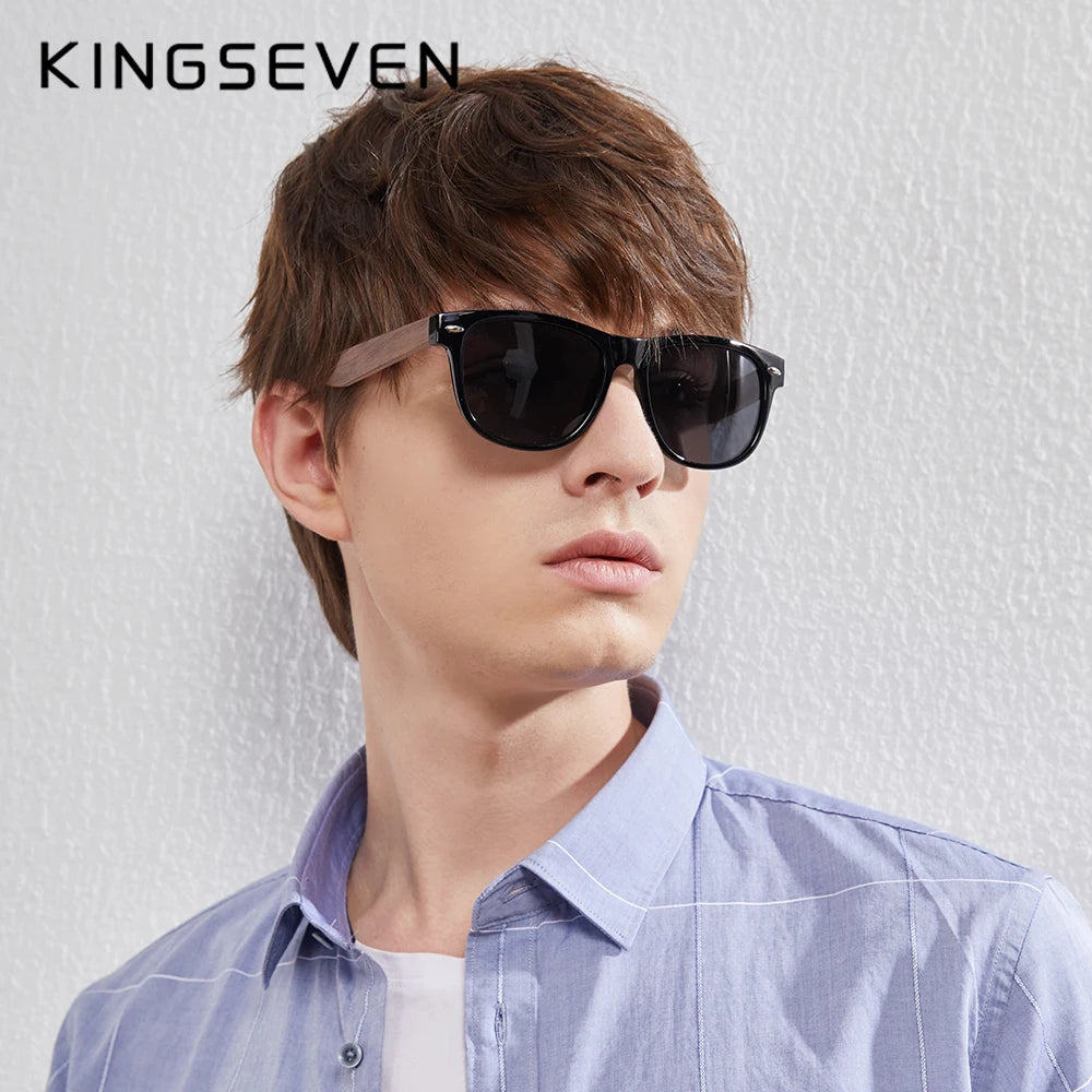 Óculos Kingseven Madeira polarizadal proteção uv400  caixa de madeira