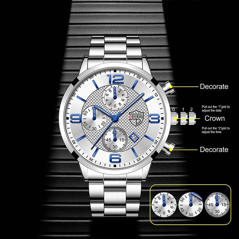 Relógio Deyros Luxo Quartz Calendario Luminous Clock