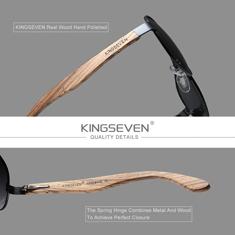 Óculos KINGSEVEN-Handmade Polarizado Madeirado UV400 Proteção