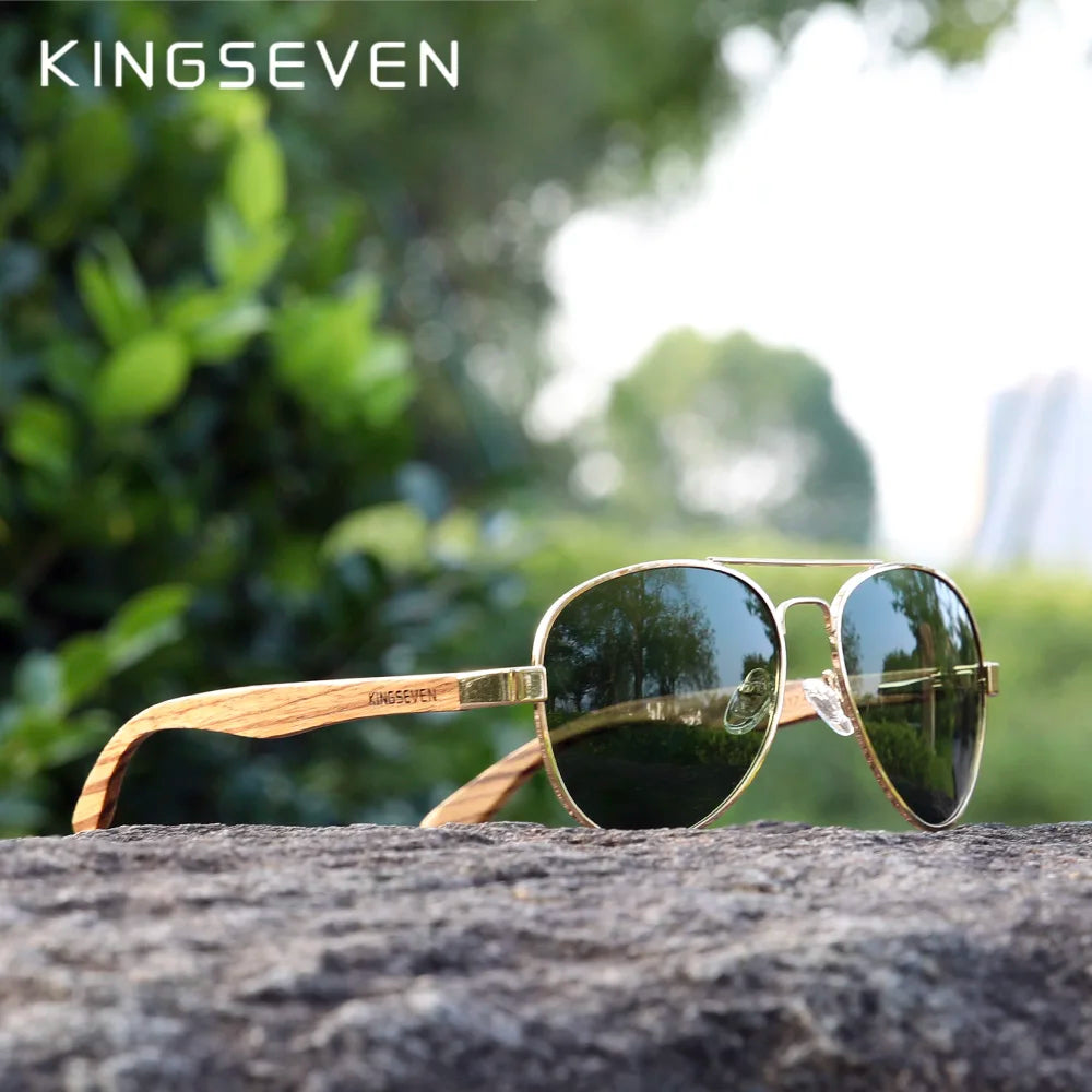 Óculos KINGSEVEN-Handmade Polarizado Madeirado UV400 Proteção