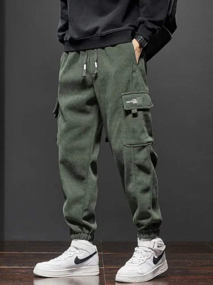 Calça Jogger casual de cintura elástica masculina, harém, correndo, longa, elástica, novo estilo, primavera, outono, com cordão reto
