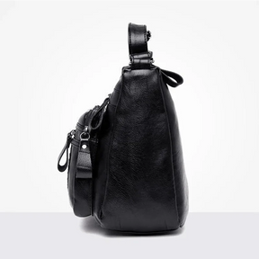 Bolsa feminina multicamadas de couro crossbody