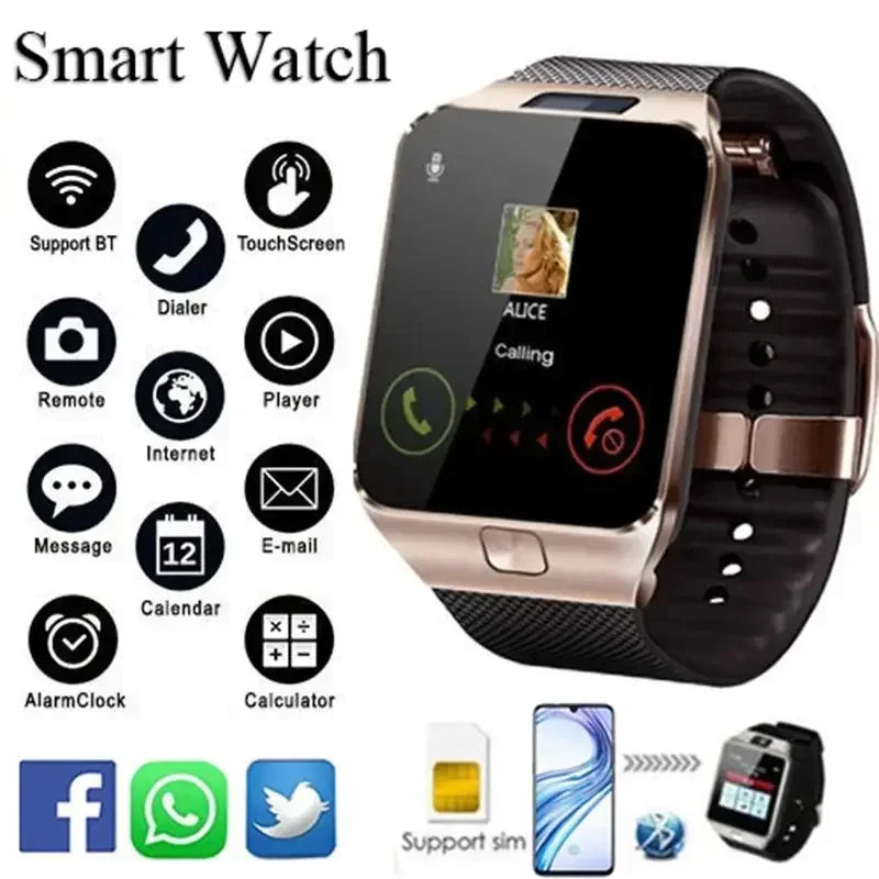 Relógio Digital Inteligente Touch Screen, Pulseira, Câmera, Bluetooth,Cartão SIM, Smartwatch
