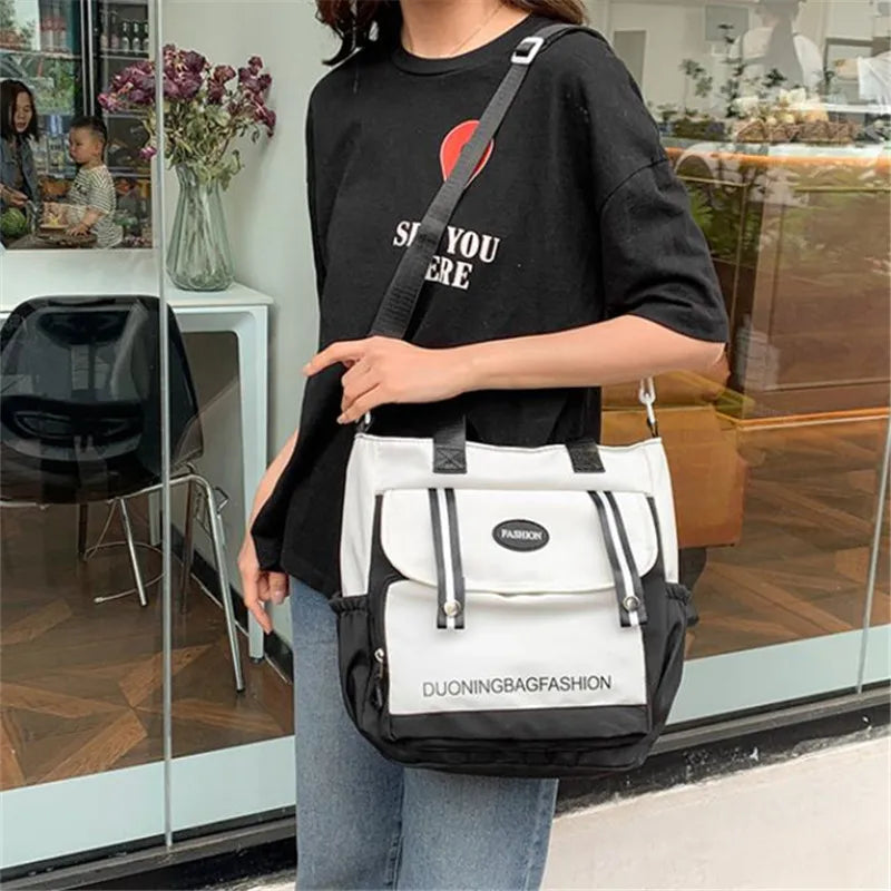 Bolsa tote feminina, bolsa diária de grande capacidade, bolsa de ombro balde de viagem, bolsa mensageiro fashion, bolsa escolar de campus