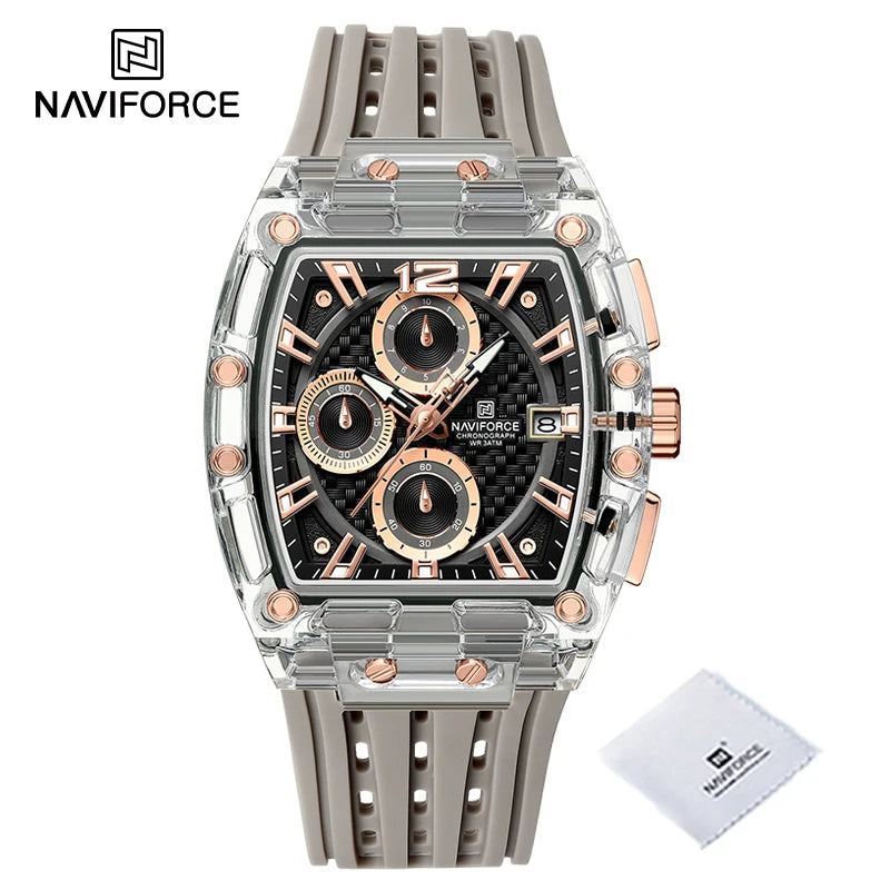 Relógio Naviforce multifuncional de quartzo moda esportes cronógrafo 5atm a prova d'água