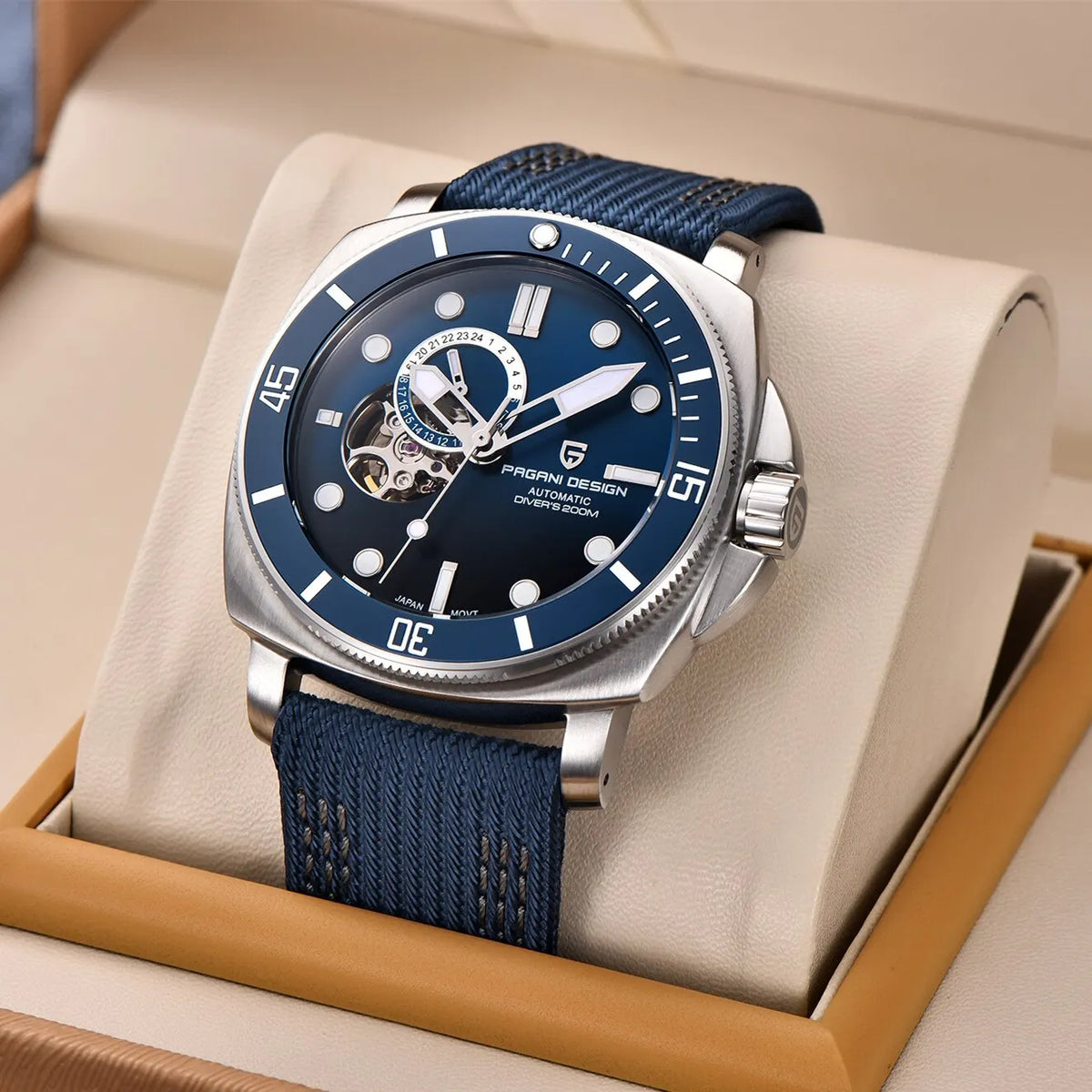 Relógio Pagani  moda safira 200m à prova água automático timecode