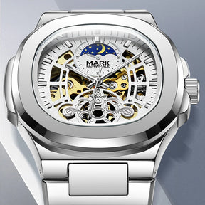 Relógio Tourbillon esqueleto luxo automático  quadrado à prova d'água