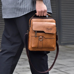 Bolsa crossbody masculina, bolsa de ombro com zíper, bolsa de mão de grande capacidade de couro artificial para homens, bolsa mensageiro