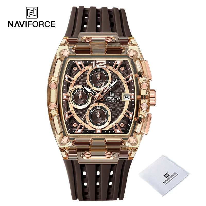 Relógio Naviforce multifuncional de quartzo moda esportes cronógrafo 5atm a prova d'água