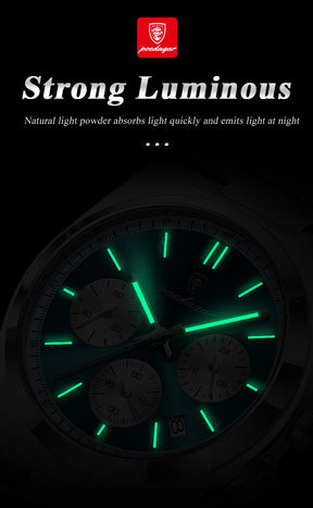 Relógio Poedagar luxo quartzo esporte militar  à prova d'água luminoso aço inoxidável