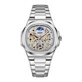 Relógio Tourbillon esqueleto luxo automático  quadrado à prova d'água