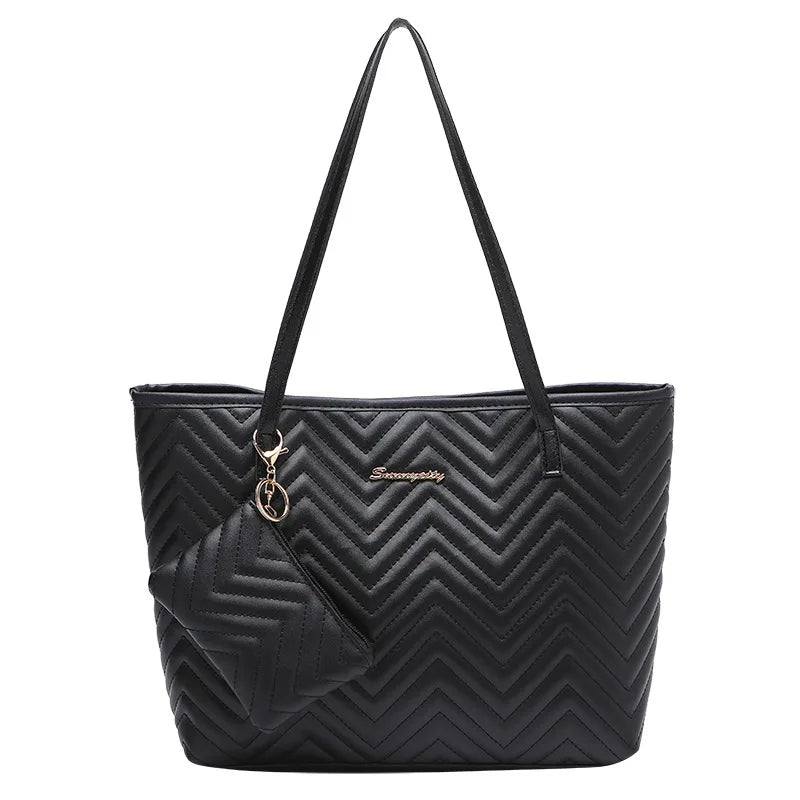 Bolsa feminina moda grande capacidade sacola ondulada grão diário viagem bolsa de duas peças