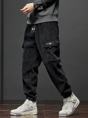Calça Jogger casual de cintura elástica masculina, harém, correndo, longa, elástica, novo estilo, primavera, outono, com cordão reto