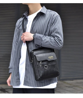 Bolsa crossbody masculina, bolsa de ombro com zíper, bolsa de mão de grande capacidade de couro artificial para homens, bolsa mensageiro