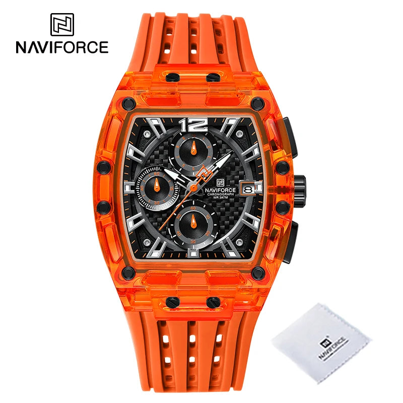 Relógio Naviforce multifuncional de quartzo moda esportes cronógrafo 5atm a prova d'água