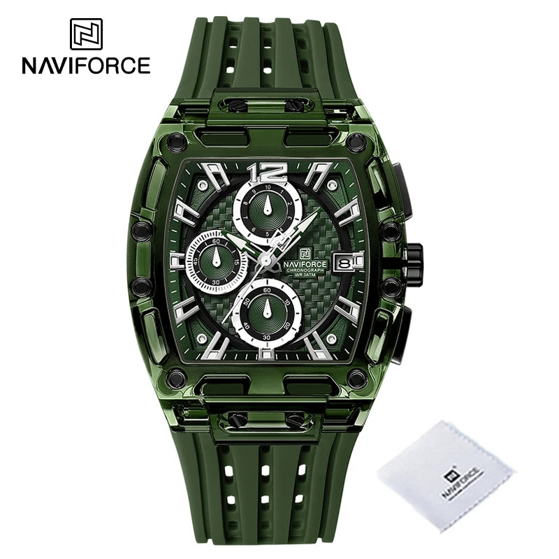 Relógio Naviforce multifuncional de quartzo moda esportes cronógrafo 5atm a prova d'água