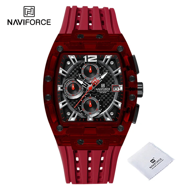 Relógio Naviforce multifuncional de quartzo moda esportes cronógrafo 5atm a prova d'água