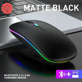 Mouse ergonômico sem fio RGB LED Backlit Gaming, Ratos recarregáveis do computador, PC portátil