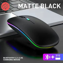 Mouse ergonômico sem fio RGB LED Backlit Gaming, Ratos recarregáveis do computador, PC portátil