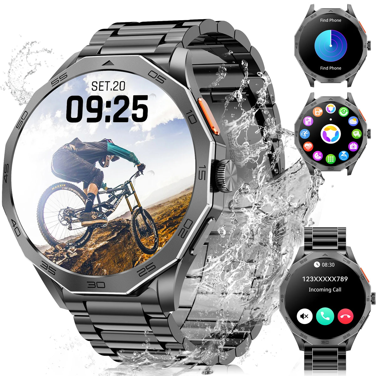 Relógio Smartwatch masculino Karchilor, tela de alta definição 1.85, chamada Bluetooth IP68 relógio esportivo fitness à prova d'água, fitness esportivo