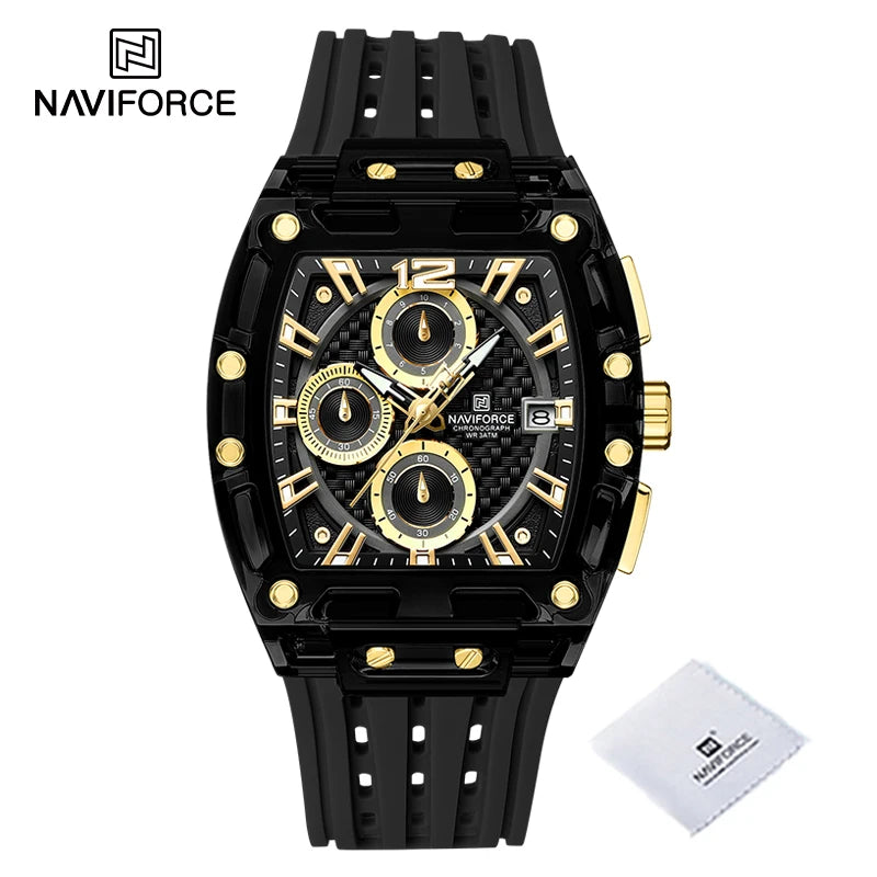 Relógio Naviforce multifuncional de quartzo moda esportes cronógrafo 5atm a prova d'água