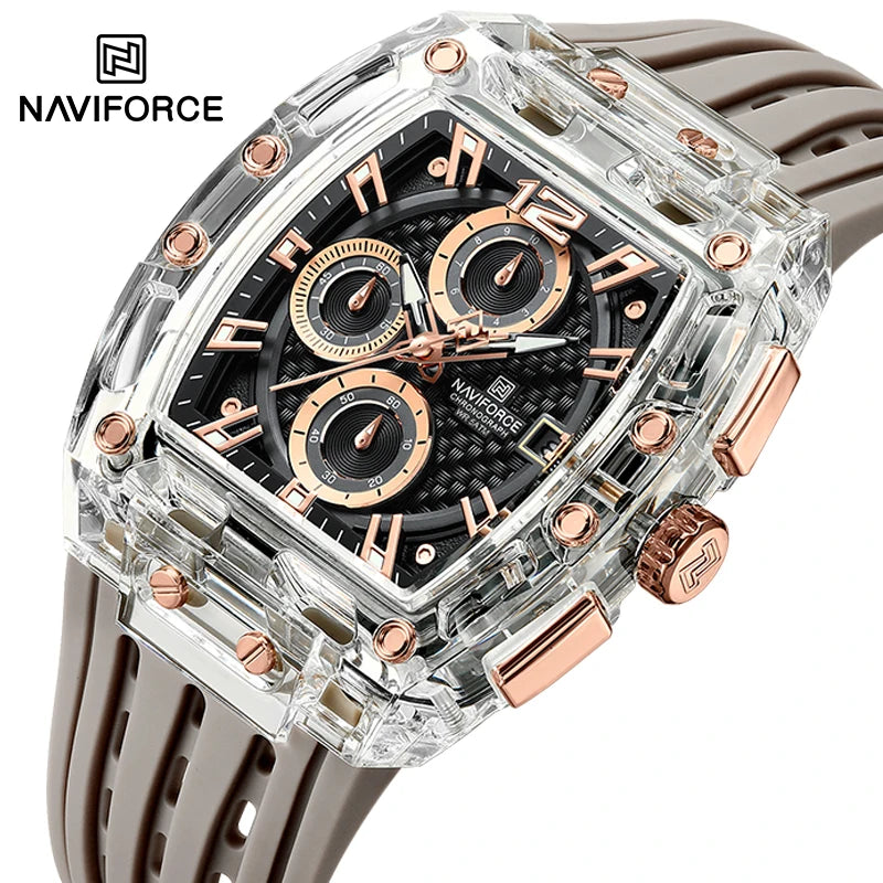 Relógio Naviforce multifuncional de quartzo moda esportes cronógrafo 5atm a prova d'água