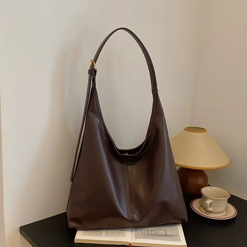 Bolsa de ombro feminina retro simples grande