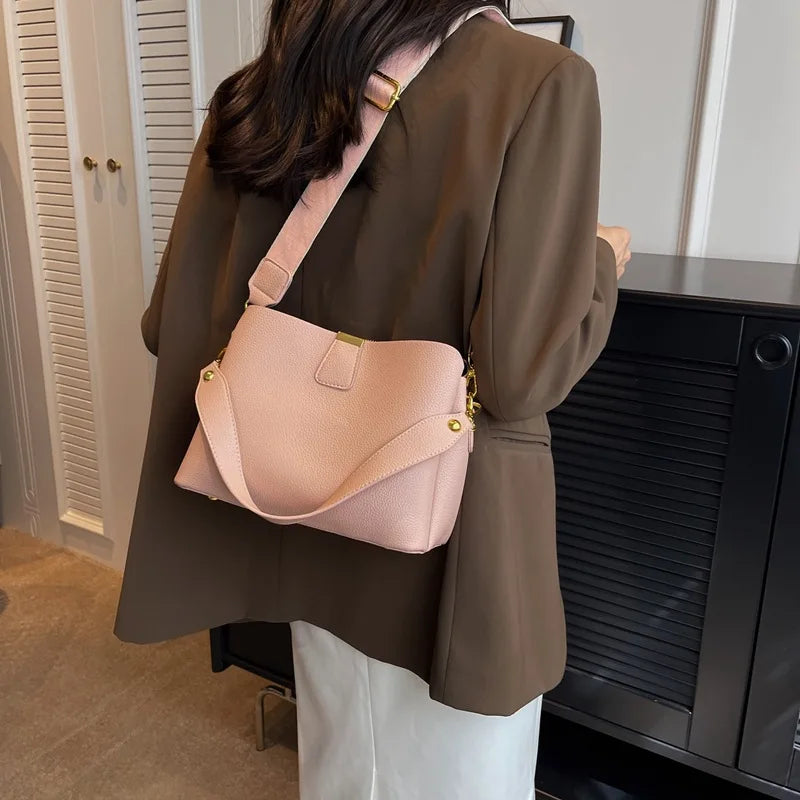 Bolsa moderna, estilo ocidental e sofisticado, versátil no verão, bolsa balde crossbody