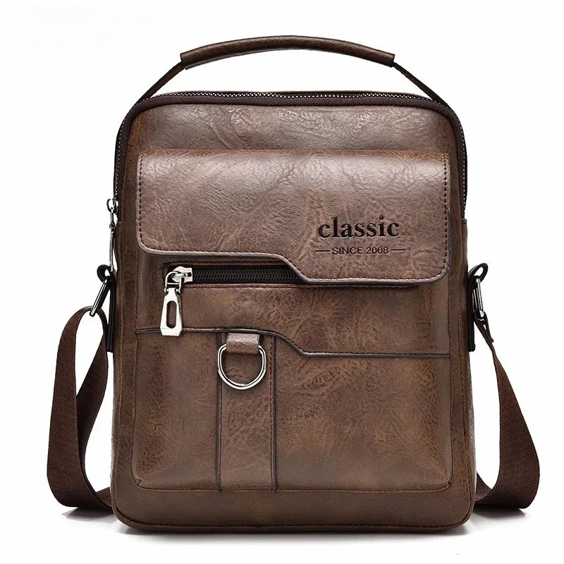 Bolsa crossbody masculina, bolsa de ombro com zíper, bolsa de mão de grande capacidade de couro artificial para homens, bolsa mensageiro