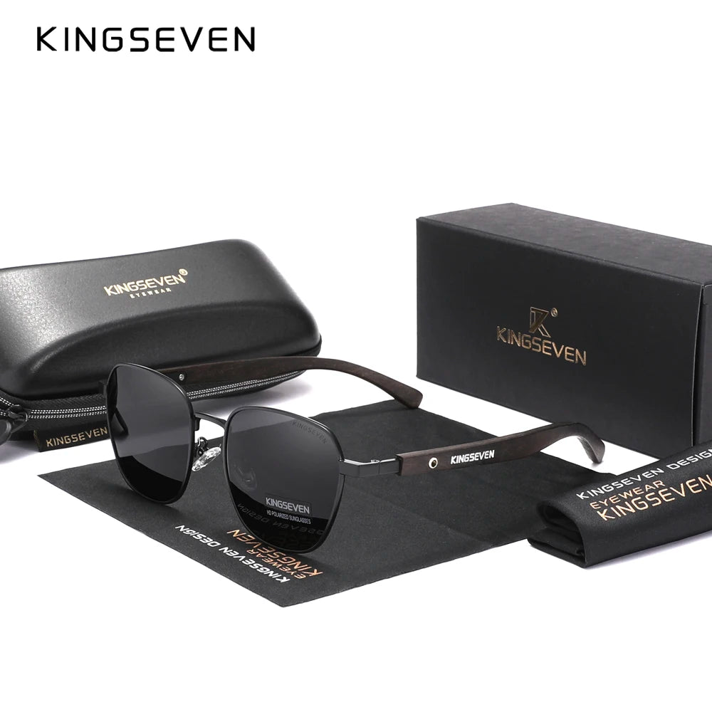 Óculos KINGSEVEN Polarizado, lentes ópticas de madeira Proteção UV400