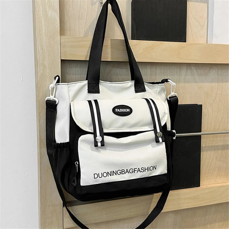 Bolsa tote feminina, bolsa diária de grande capacidade, bolsa de ombro balde de viagem, bolsa mensageiro fashion, bolsa escolar de campus