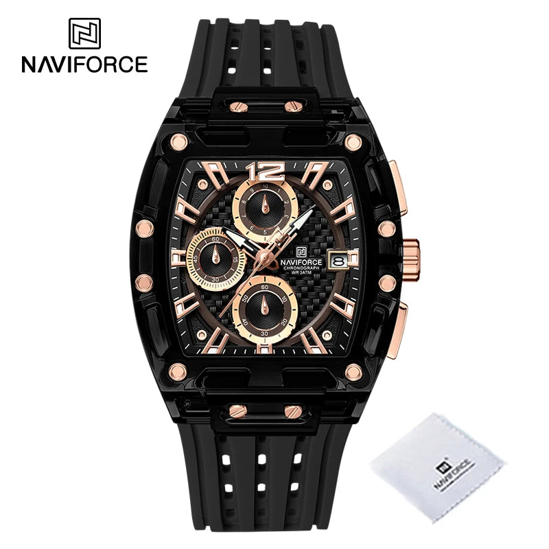 Relógio Naviforce multifuncional de quartzo moda esportes cronógrafo 5atm a prova d'água
