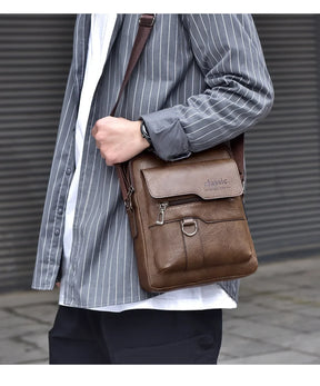 Bolsa crossbody masculina, bolsa de ombro com zíper, bolsa de mão de grande capacidade de couro artificial para homens, bolsa mensageiro