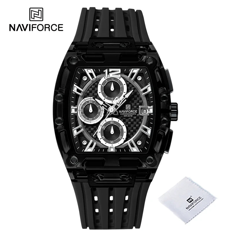 Relógio Naviforce multifuncional de quartzo moda esportes cronógrafo 5atm a prova d'água