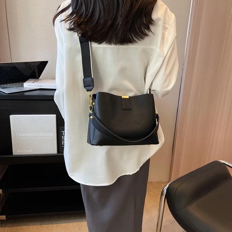 Bolsa moderna, estilo ocidental e sofisticado, versátil no verão, bolsa balde crossbody