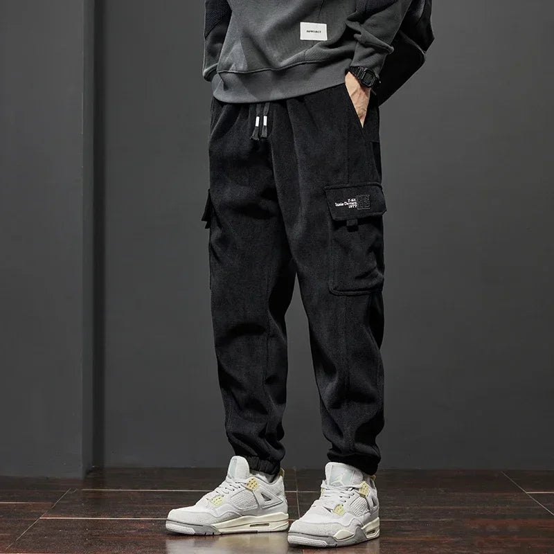 Calça Jogger casual de cintura elástica masculina, harém, correndo, longa, elástica, novo estilo, primavera, outono, com cordão reto