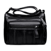 Bolsa feminina multicamadas de couro crossbody