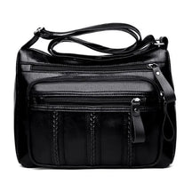 Bolsa feminina multicamadas de couro crossbody