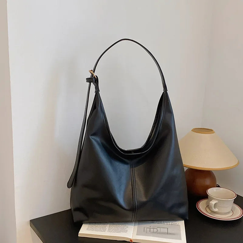 Bolsa de ombro feminina retro simples grande