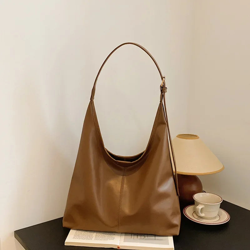 Bolsa de ombro feminina retro simples grande