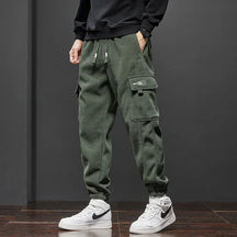 Calça Jogger casual de cintura elástica masculina, harém, correndo, longa, elástica, novo estilo, primavera, outono, com cordão reto