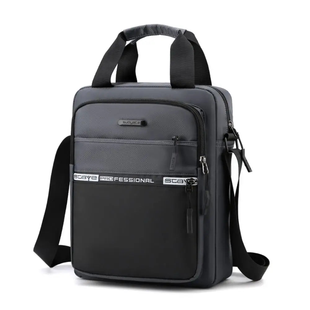 Bolsa de ombro de negócios masculina, grande capacidade, pano Oxford, impermeável, multifuncional, casual, monocromática, alta qualidade, moda
