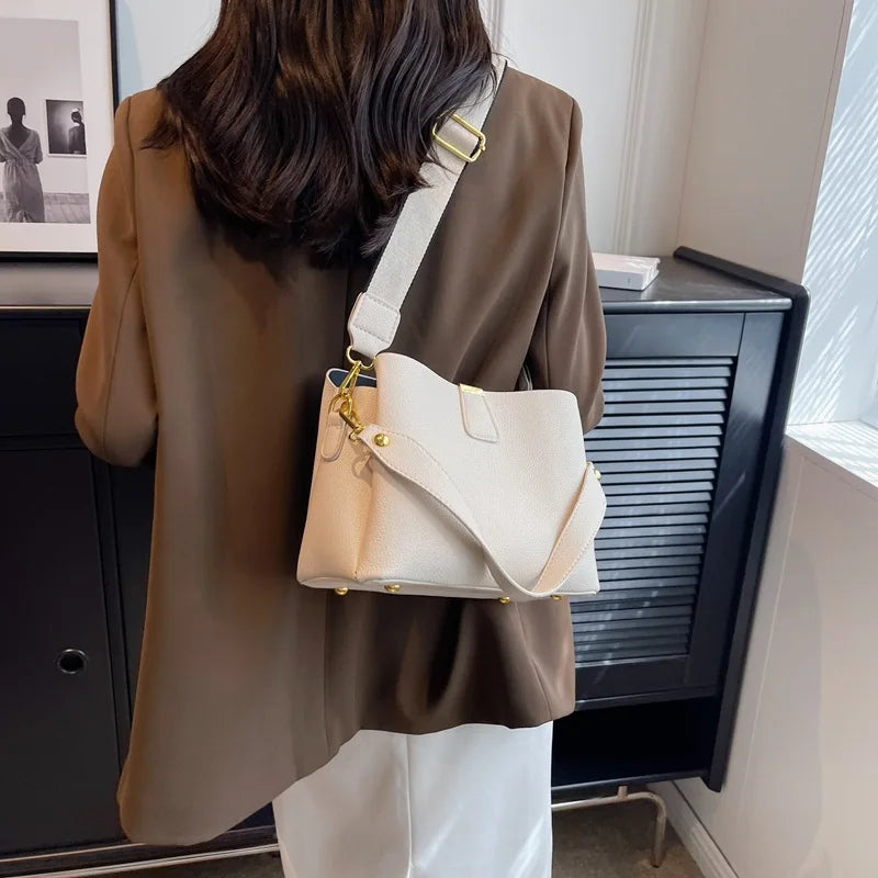 Bolsa moderna, estilo ocidental e sofisticado, versátil no verão, bolsa balde crossbody