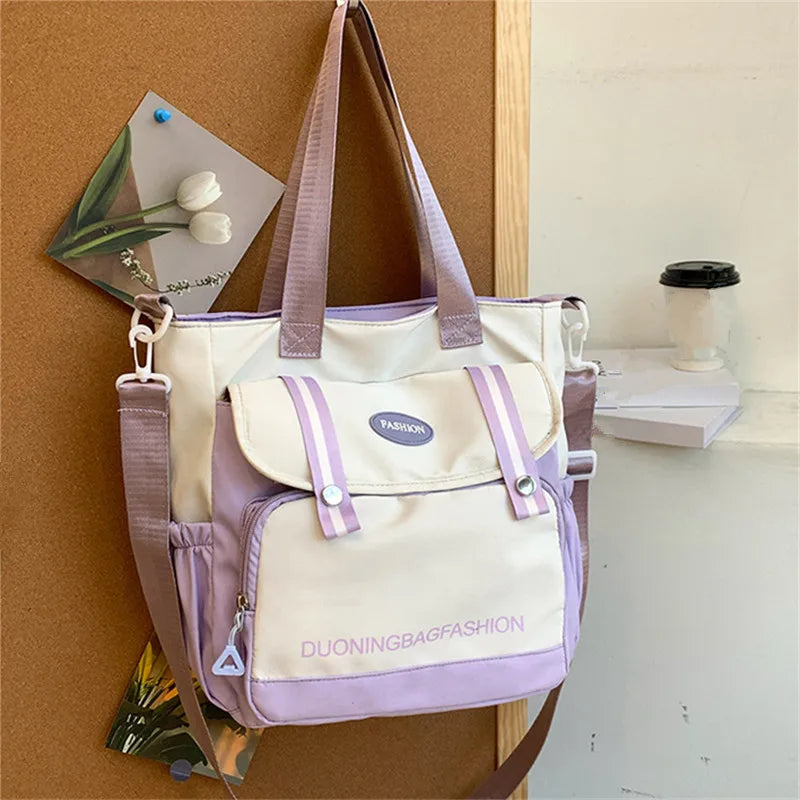 Bolsa tote feminina, bolsa diária de grande capacidade, bolsa de ombro balde de viagem, bolsa mensageiro fashion, bolsa escolar de campus