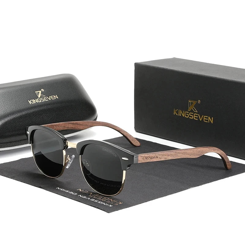 Óculos KINGSEVEN Handmade Madeira Polarizado Proteção UV400